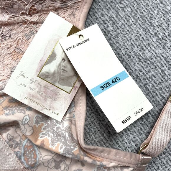 Jessica Simpson Ladies 42C Bra Floral Padded Underwire Adjustable Clasp Back - Picture 2 of 16